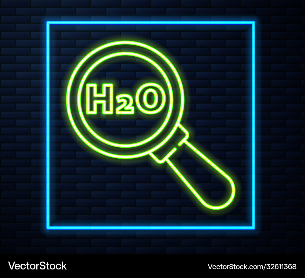 Glowing neon line chemical formula for water drops Glowing neon line chemical formula for water drops vector image