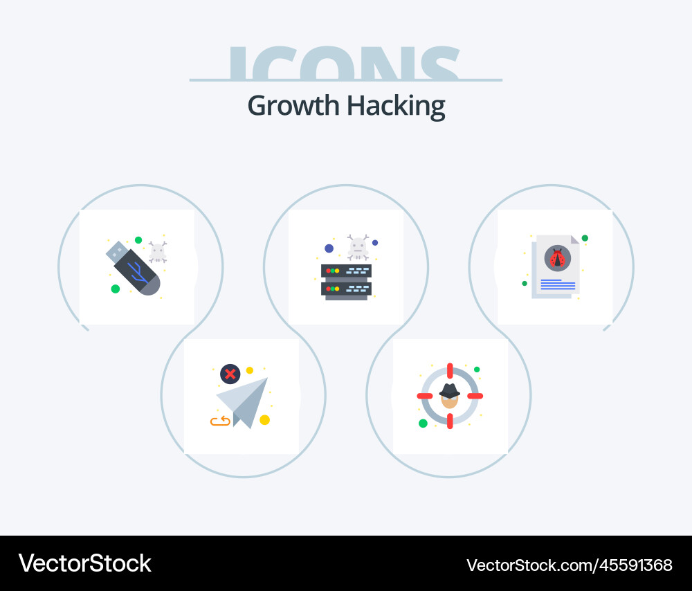 Hacking flat icon pack 5 design server vector image