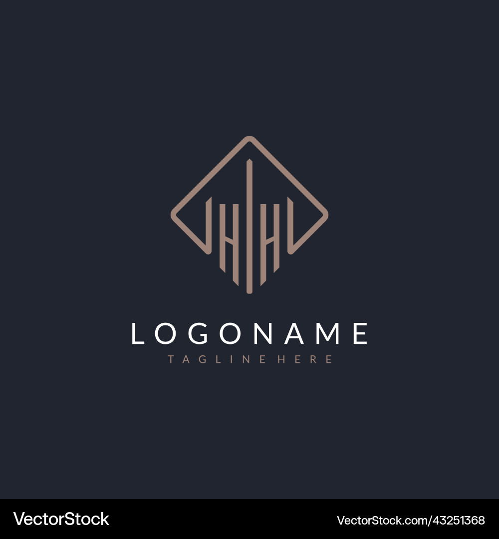 Hh initial logo with curved rectangle style design Vector Image