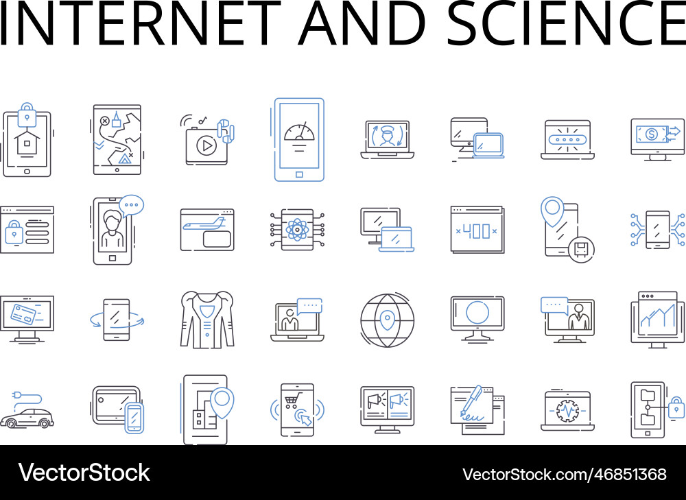 Internet and science line icons collection Internet and science line icons collection vector image