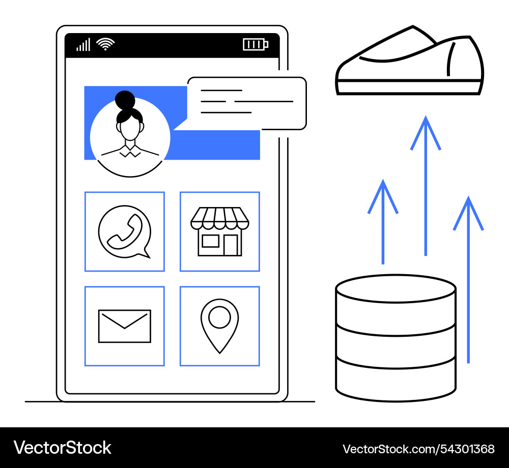 Mobile app interface with communication icons Mobile app interface with communication icons vector image