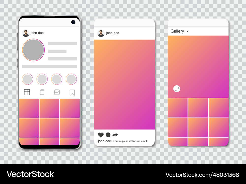 Mock up of smartphone with social network frames vector image