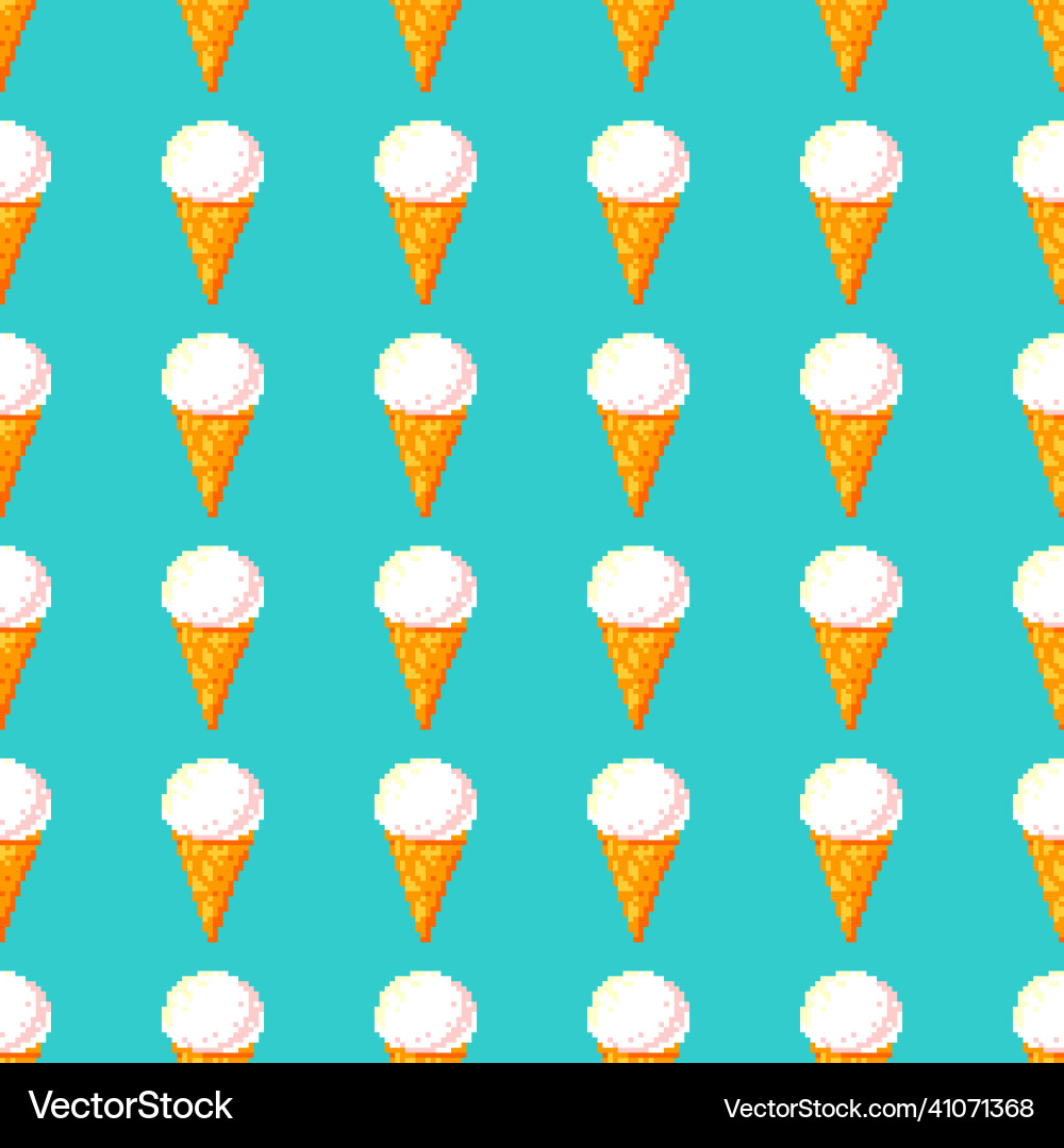 Pixel art ice cream seamless pattern waffle cone – Royalty-Free Vector |  VectorStock, image size:1000x1080