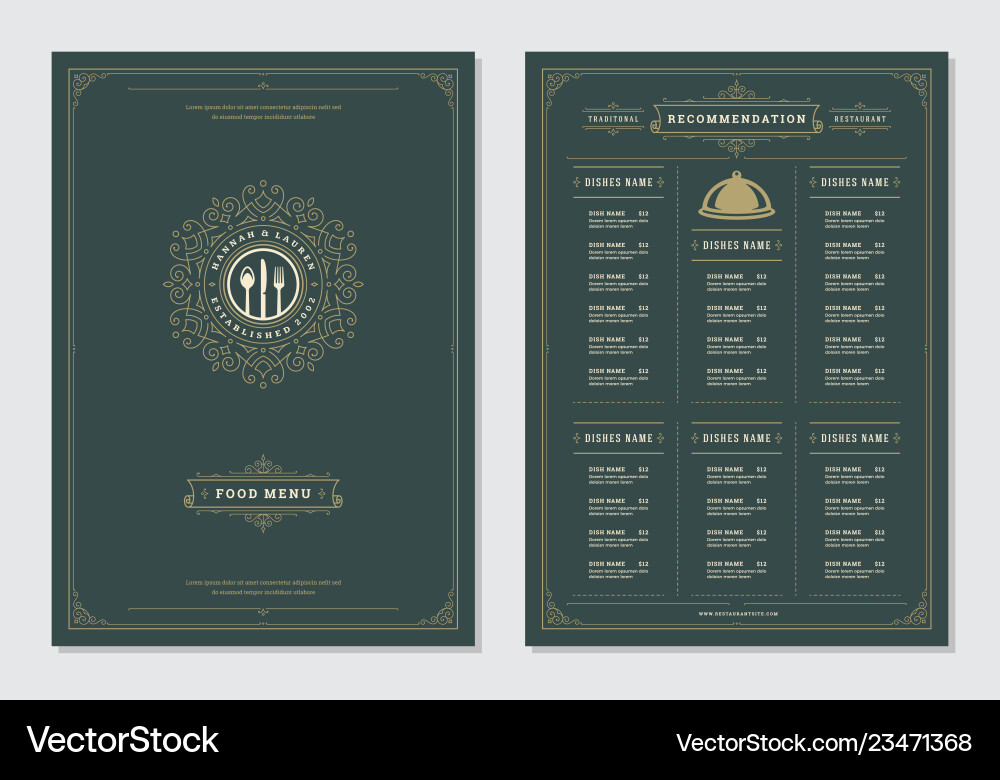 Restaurant Menu Brochure - Vintage Style Vector Image