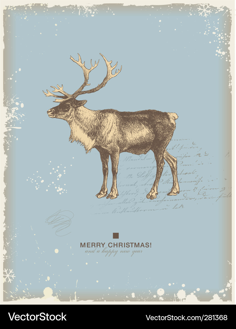 Retro Christmas Reindeer vector image
