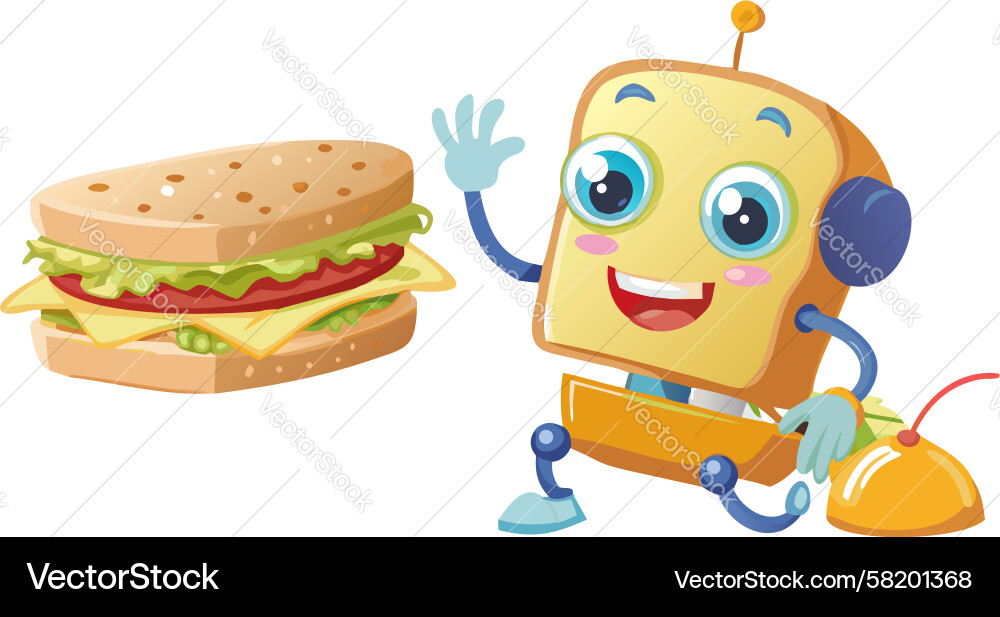 Robot with Hamburger Vector Image