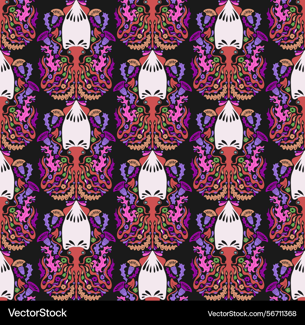 Seamless pattern with decorative squids Vector Image