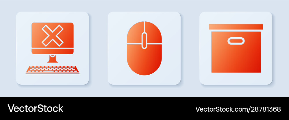 Set computer mouse with keyboard and x Vector Image