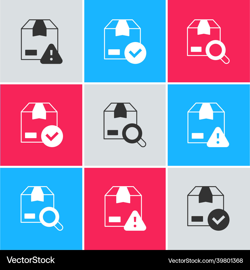 Set delivery security with shield ackage box Set delivery security with shield ackage box vector image
