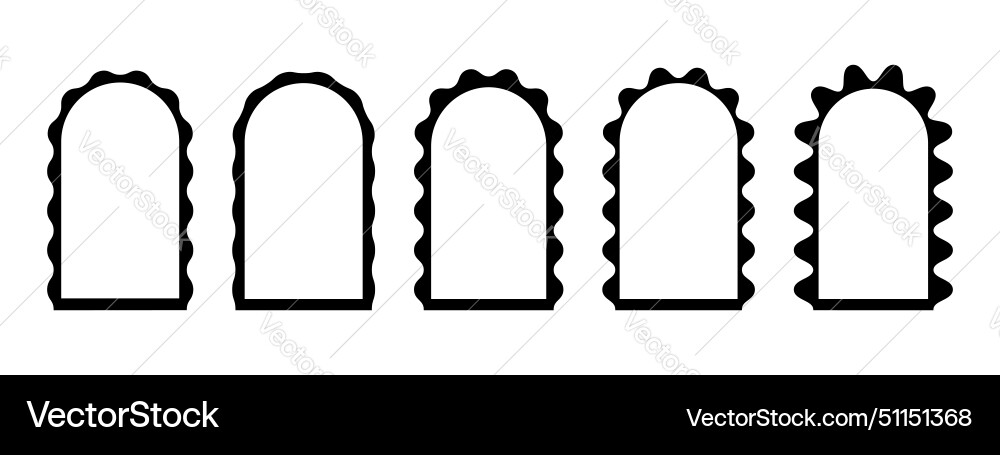 Set of arch frames with wiggly edges archway Set of arch frames with wiggly edges archway vector image