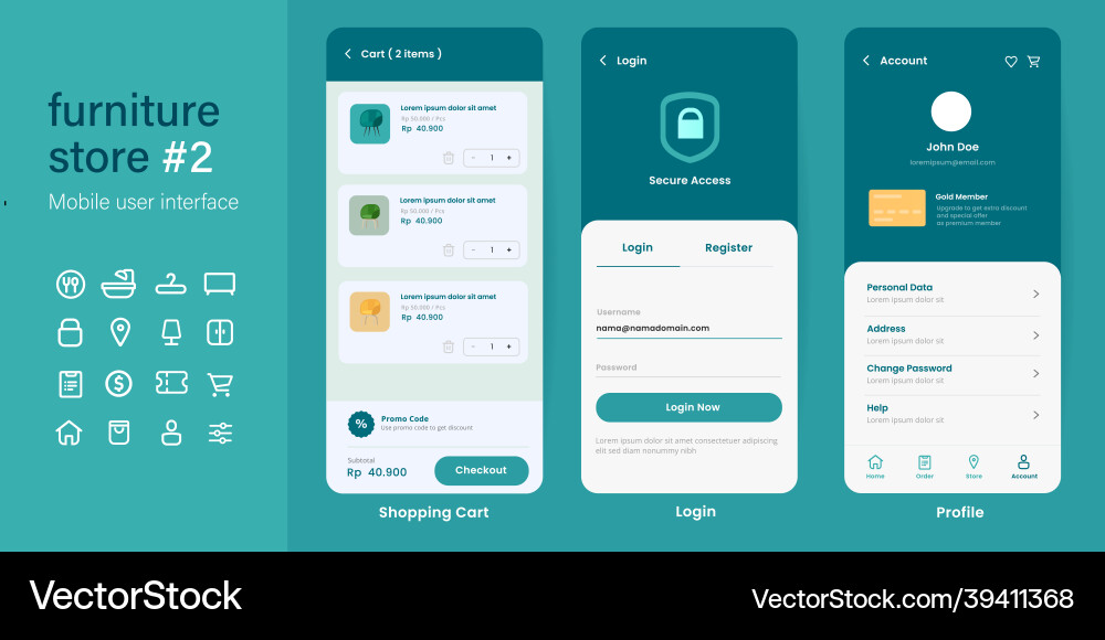 Ui Benutzeroberfläche mobile App-Design Layout Ui Benutzeroberfläche mobile App-Design Layout vektorbild