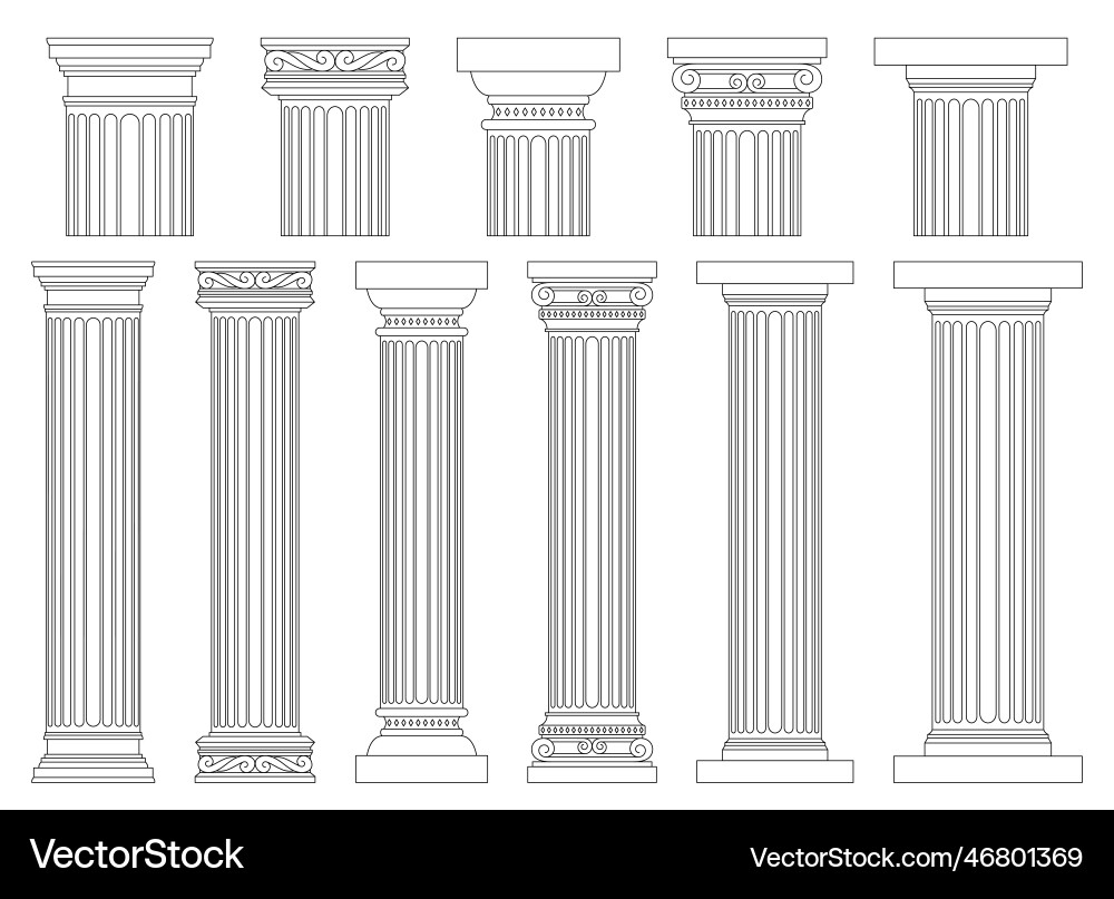 Ancient columns design isolated on background vector image