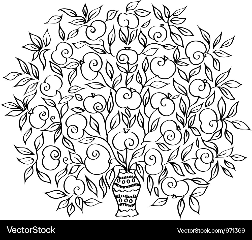 Apple twig in a vase Vector Image