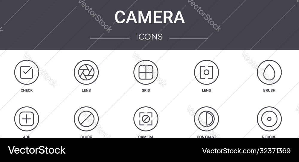 Camera concept line icons set contains Camera concept line icons set contains vector image