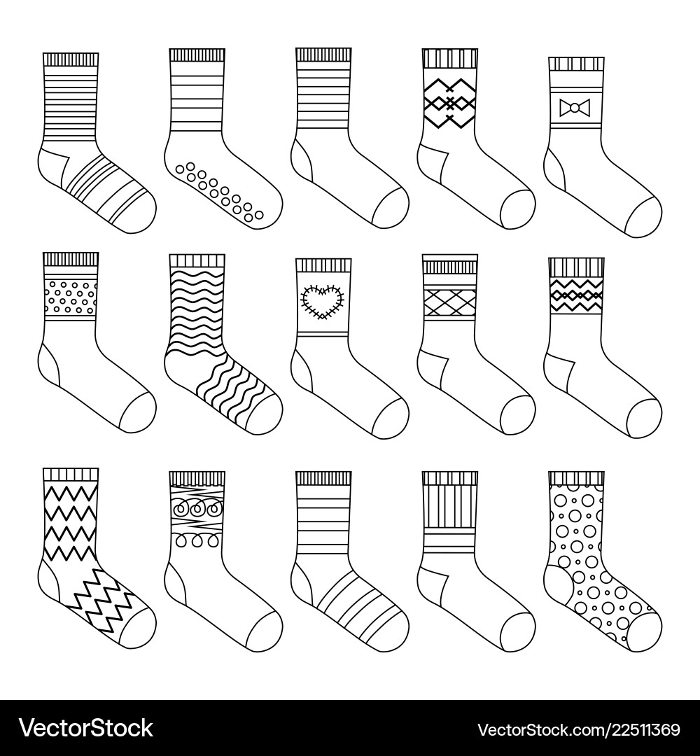 Colorful Socks Pattern Set Royalty Free Vector Image for Free Printable Pictures Of Socks
