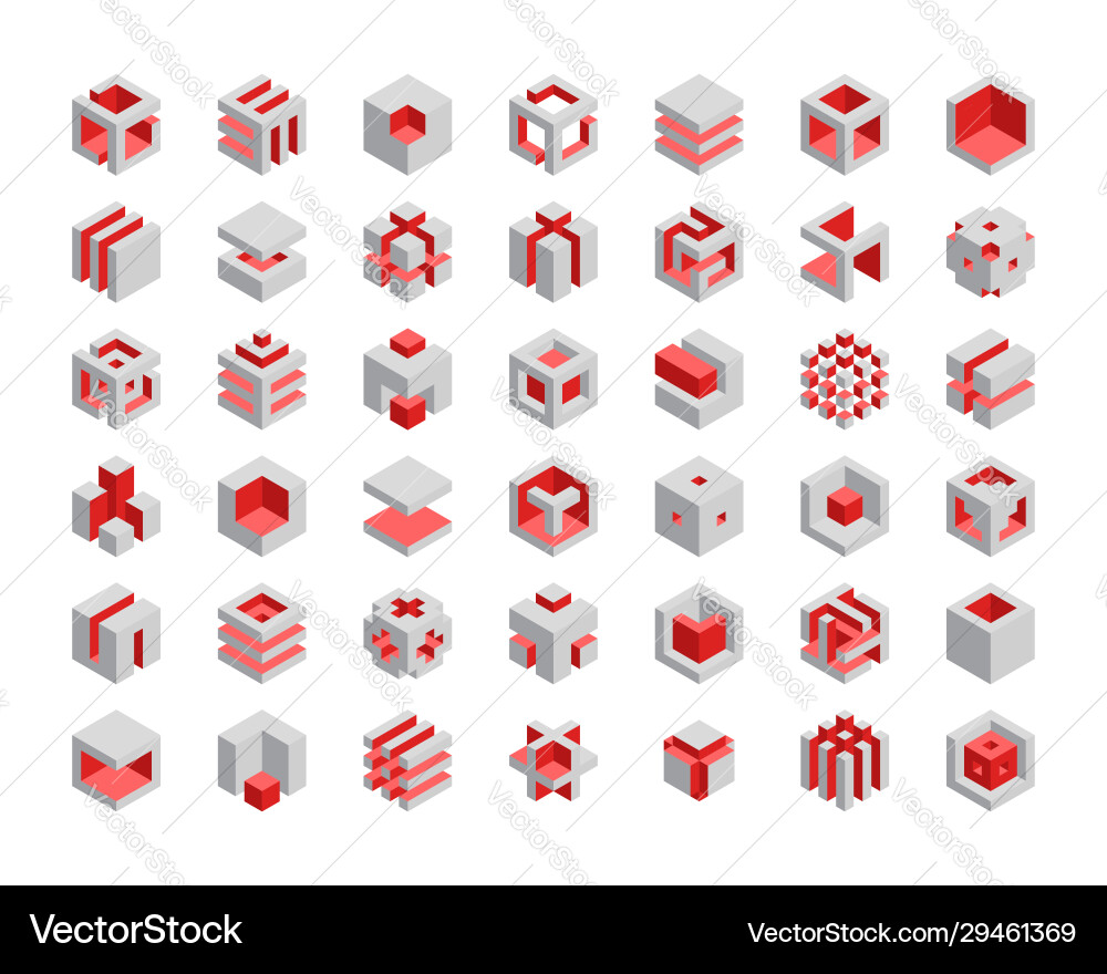 Cube logo design cubes 3d set template graphisch Cube logo design cubes 3d set template graphisch vektorbild