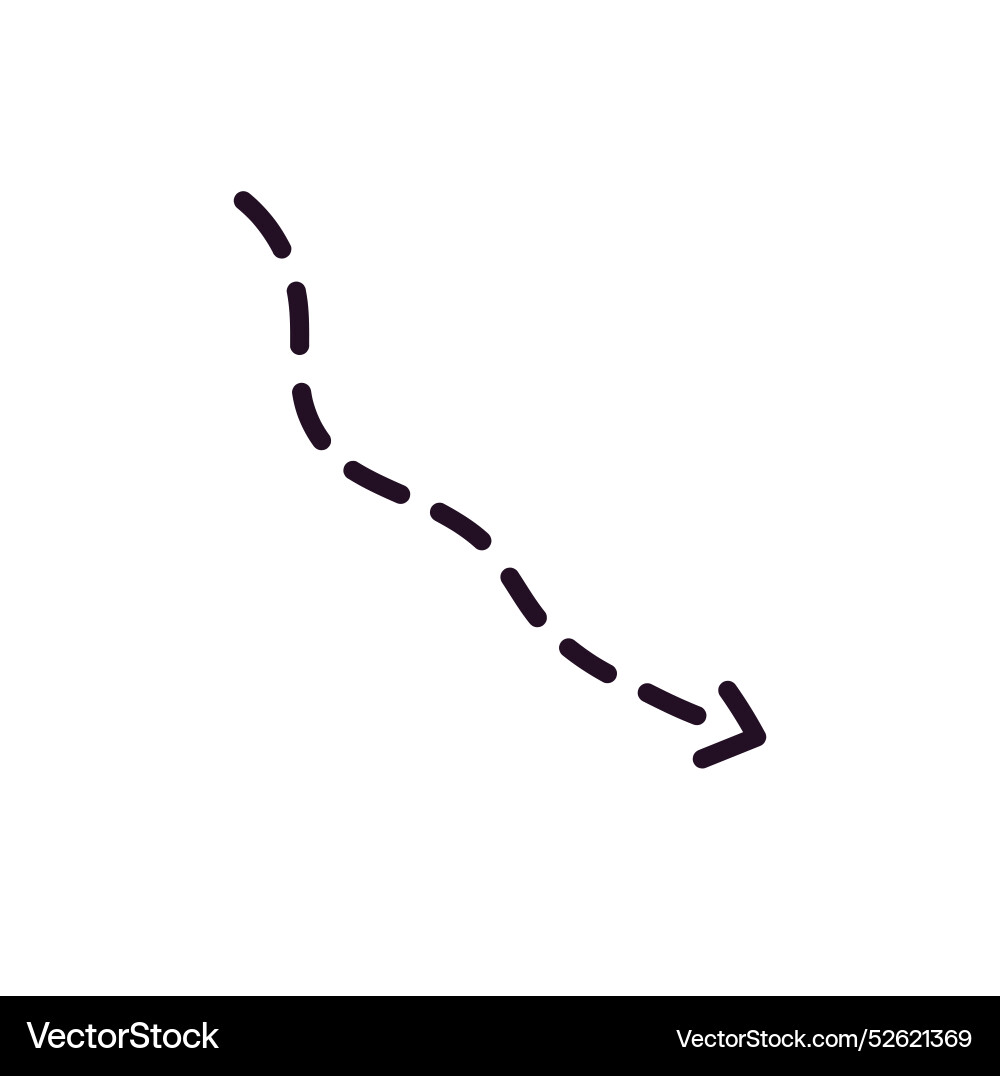 Dashed curve with cursor showing route wavy dot Dashed curve with cursor showing route wavy dot vector image