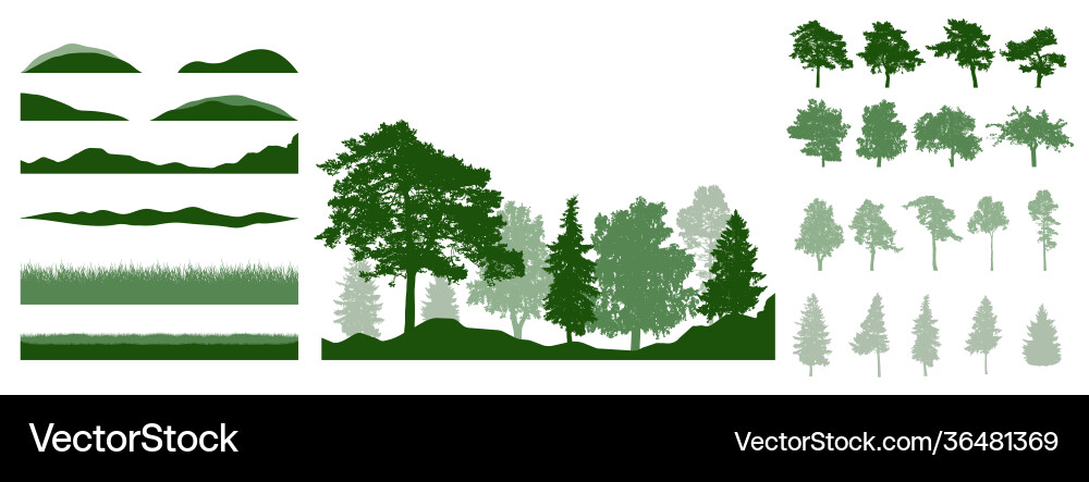 Design Elemente Sommer Bäume Konstruktor Design Elemente Sommer Bäume Konstruktor vektorbild
