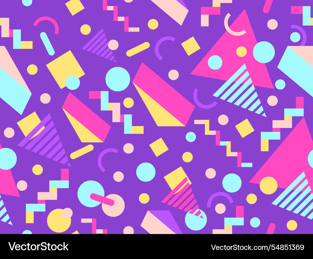 Geometric seamless pattern with memphis elements Geometric seamless pattern with memphis elements vector image