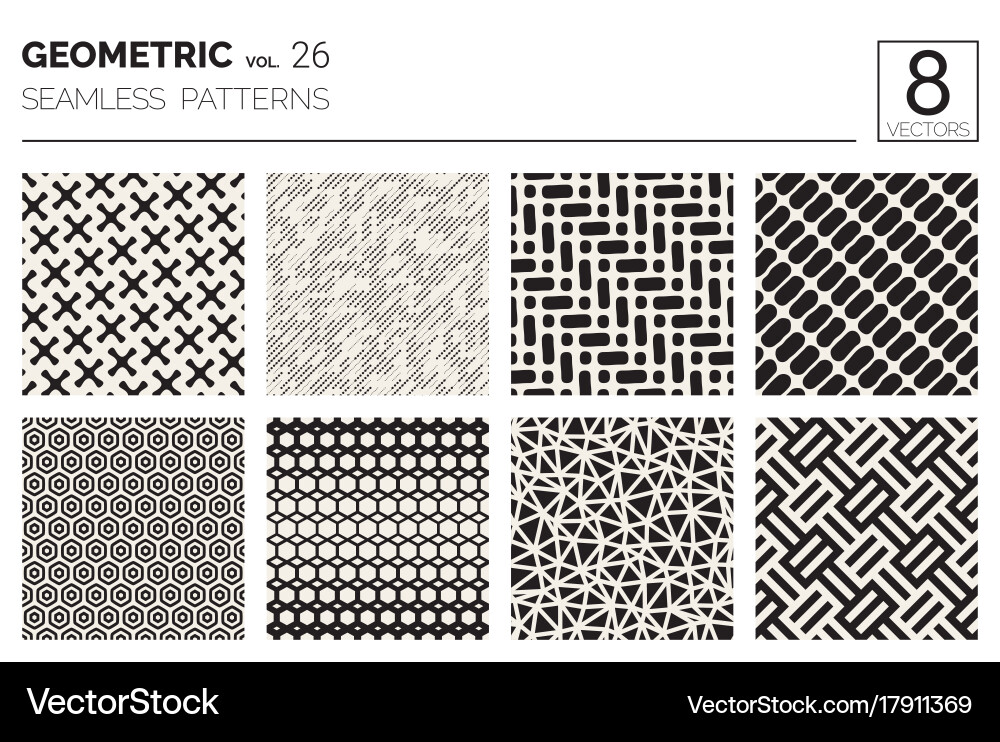 Geometric Seamless Patterns - Minimalist vector image