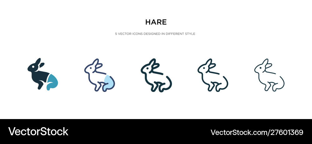 Hare icon in different style two colored vector image