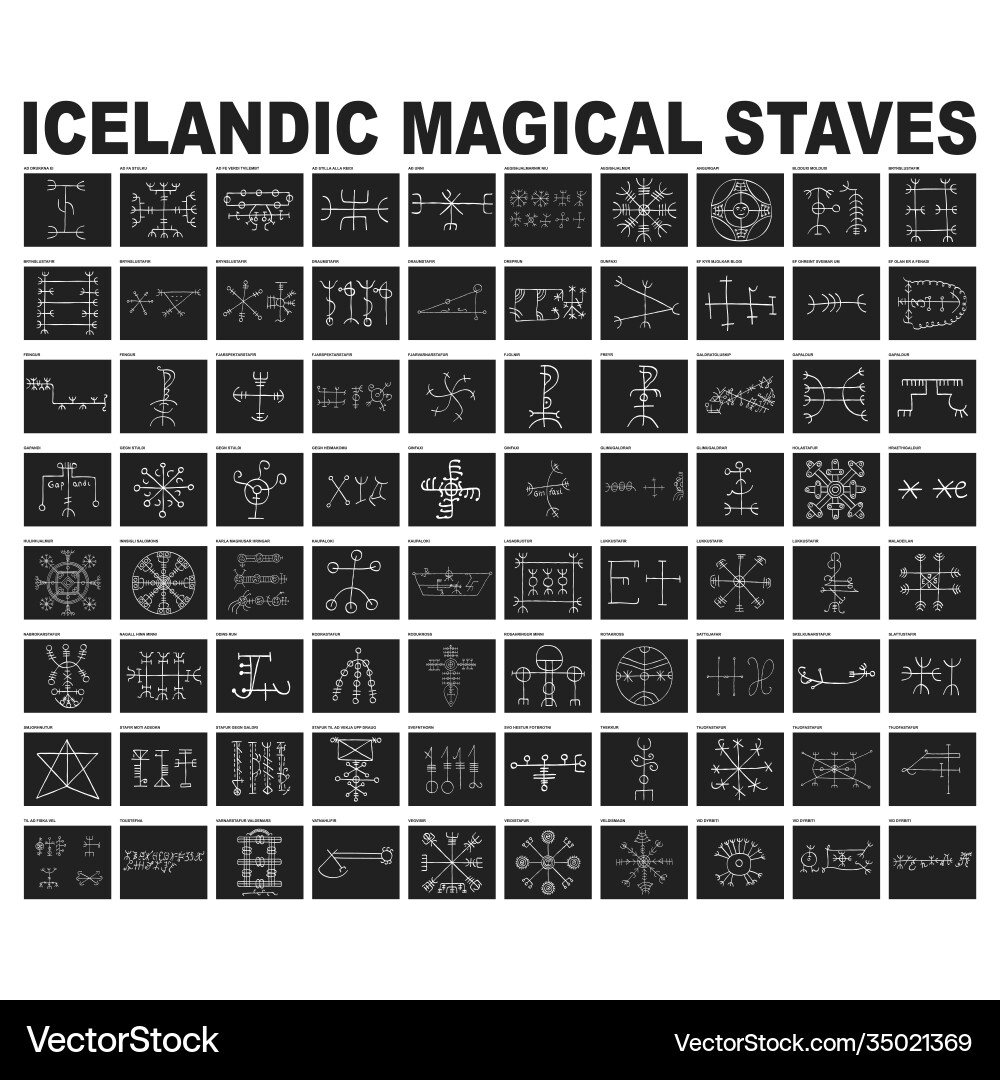 Icelandic Magical Rune Symbols – Royalty-Free Vector | VectorStock, image size:1000x1080