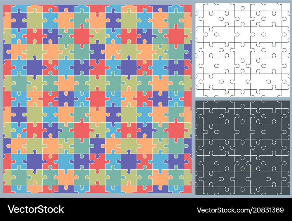 Jigsaw Puzzle Pattern - Colorful Blocks Vector Image