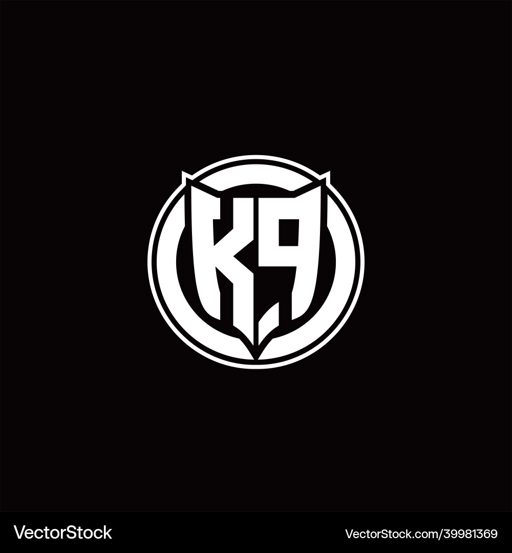 Kp logo monogram with shield and circluar shape vector image