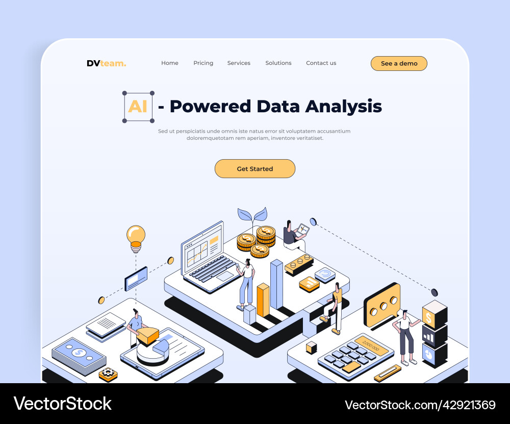 Landing page template - data analysis Landing page template - data analysis vector image
