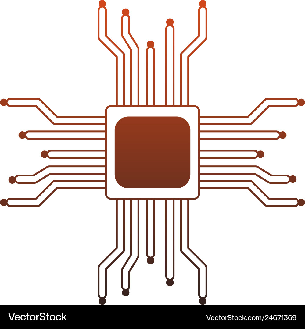 Microchip Prozessor Symbol rote Linien Microchip Prozessor Symbol rote Linien vektorbild