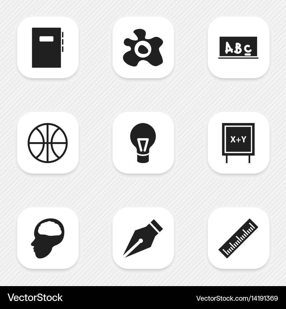 Set of 9 editable university icons includes Vector Image