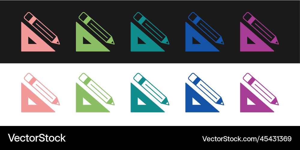Set triangular ruler and pencil icon isolated Set triangular ruler and pencil icon isolated vector image