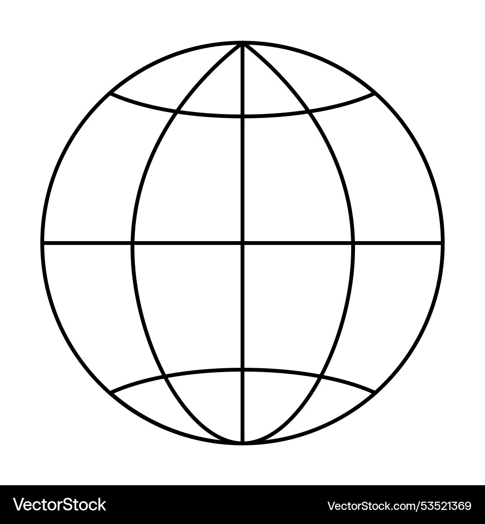 Simple outline globe with grid lines for global Simple outline globe with grid lines for global vector image