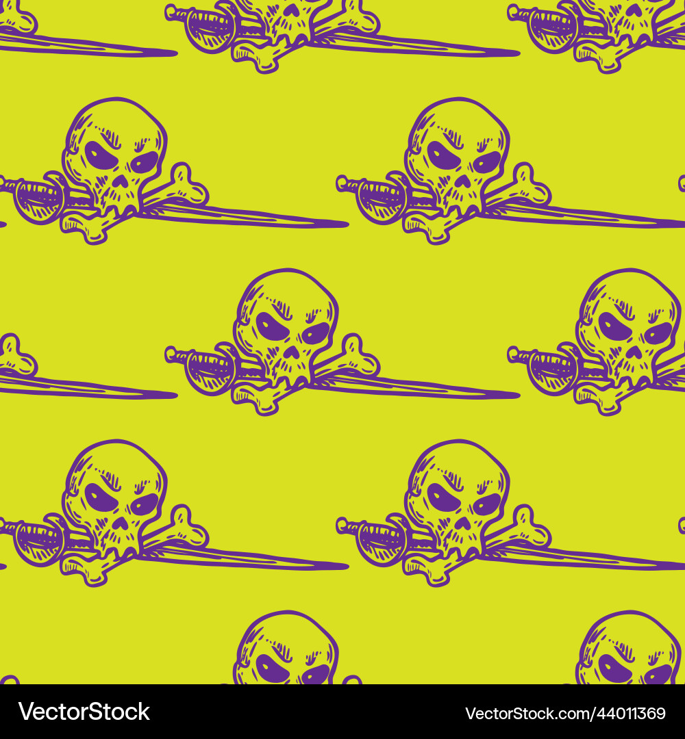 Skull and sword seamless pattern Skull and sword seamless pattern vector image