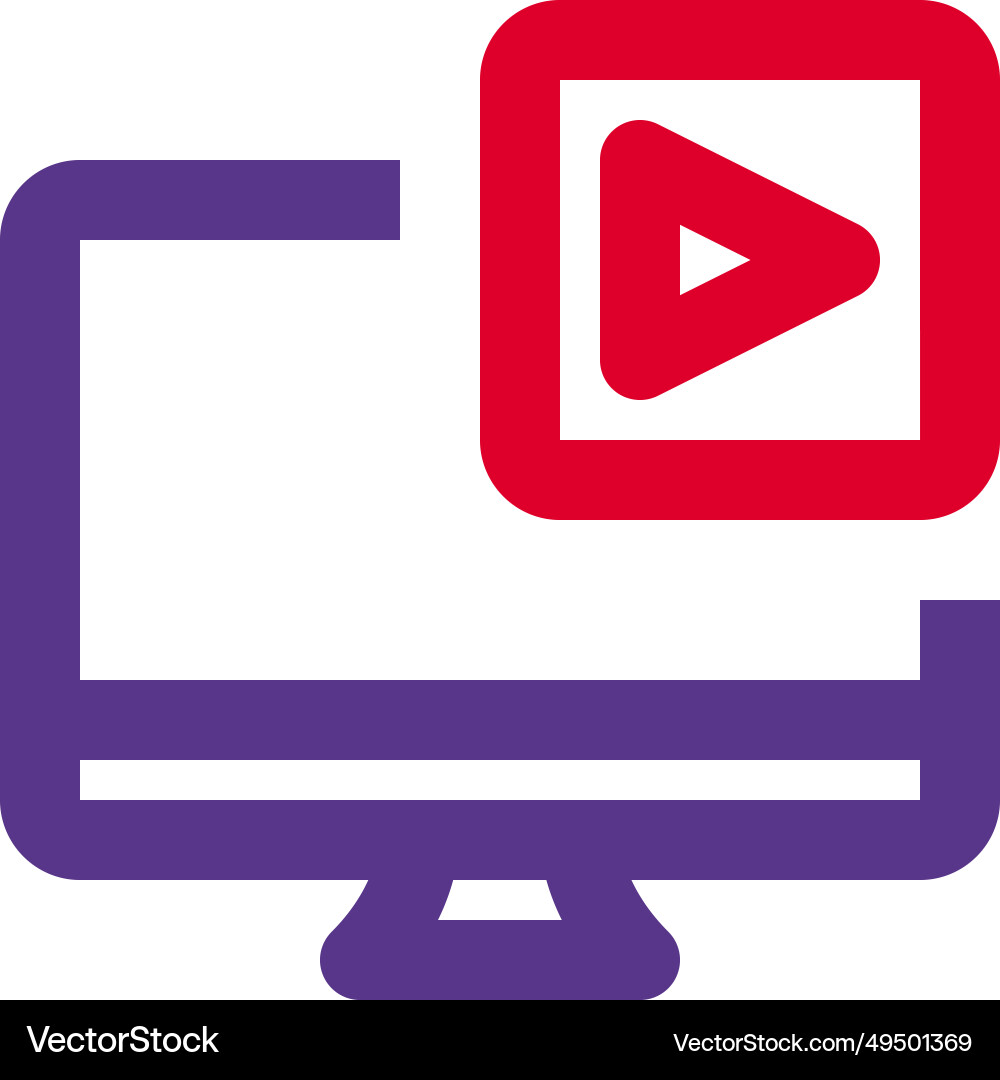 Visual media displayed on computer screen vector image