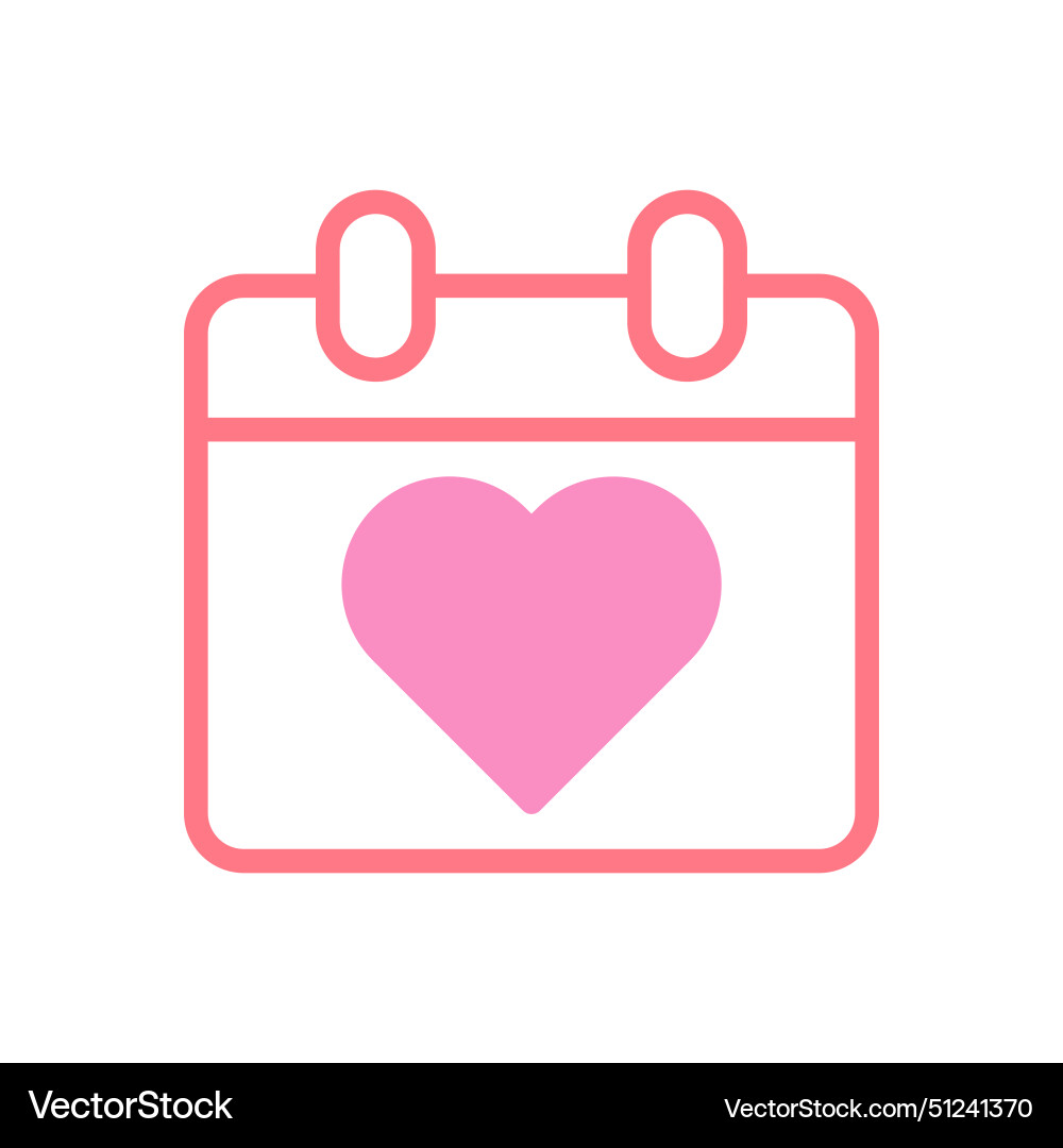Calendar love icon duotune red pink valentine Calendar love icon duotune red pink valentine vector image