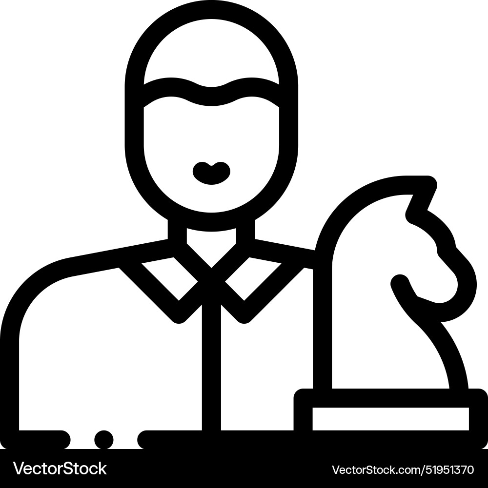 Chess player icon thin linear style design Chess player icon thin linear style design vector image