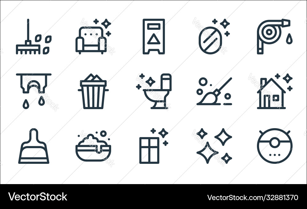 Cleaning line icons linear set quality Cleaning line icons linear set quality vector image