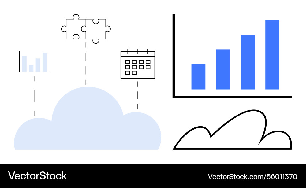 Cloud data integration with analytics calendar Vector Image