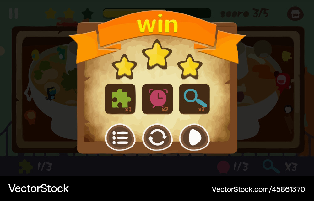 Complete set of level button game ui pop-up icon vector image