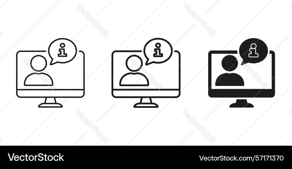 Computer user with information icon set online vector image