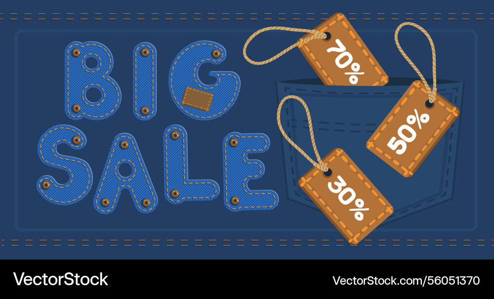 Denim sale discount poster jeans banner textile Denim sale discount poster jeans banner textile vector image