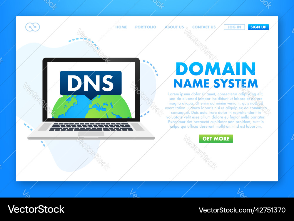 Dns domain name system server global Dns domain name system server global vector image