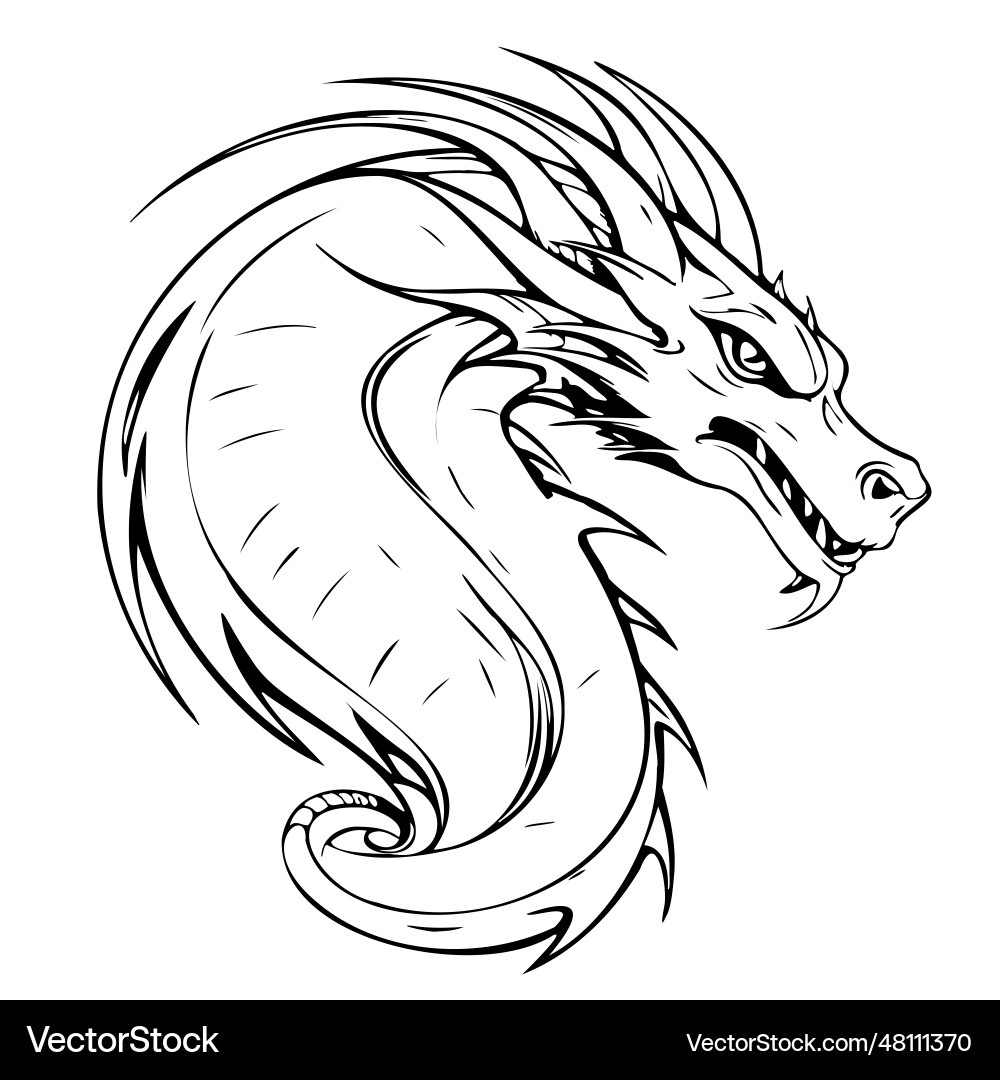 Dragon mystical sketch logo hand drawn in doodle Dragon mystical sketch logo hand drawn in doodle vector image