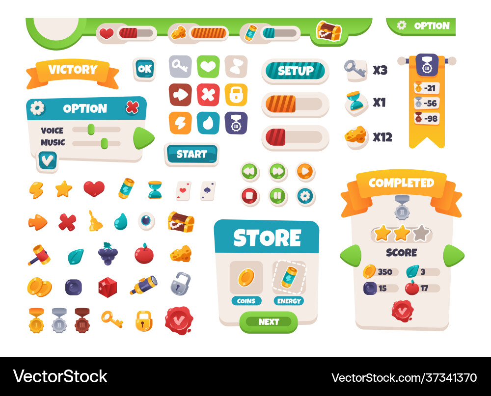 Game ui buttons mobile application interface Game ui buttons mobile application interface vector image