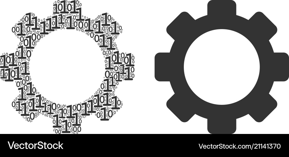 Gear collage of binary digits Gear collage of binary digits vector image