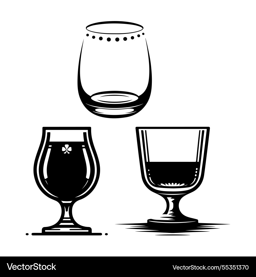 Glass silhouette icon set art design Glass silhouette icon set art design Vector Image