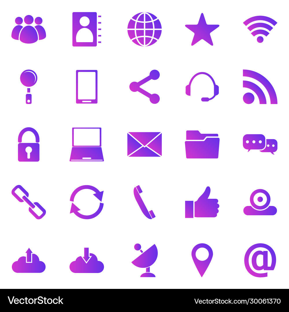 Gradient Communication Icons vector image