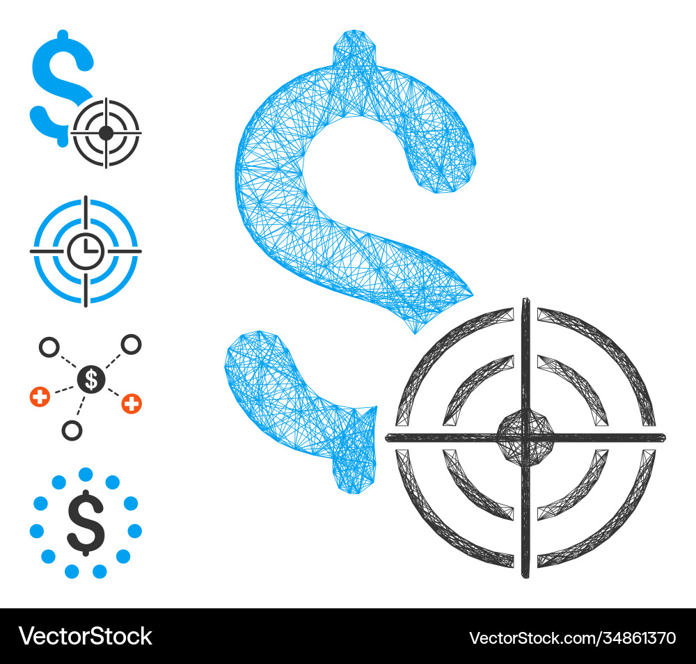 Linear business target mesh vector image