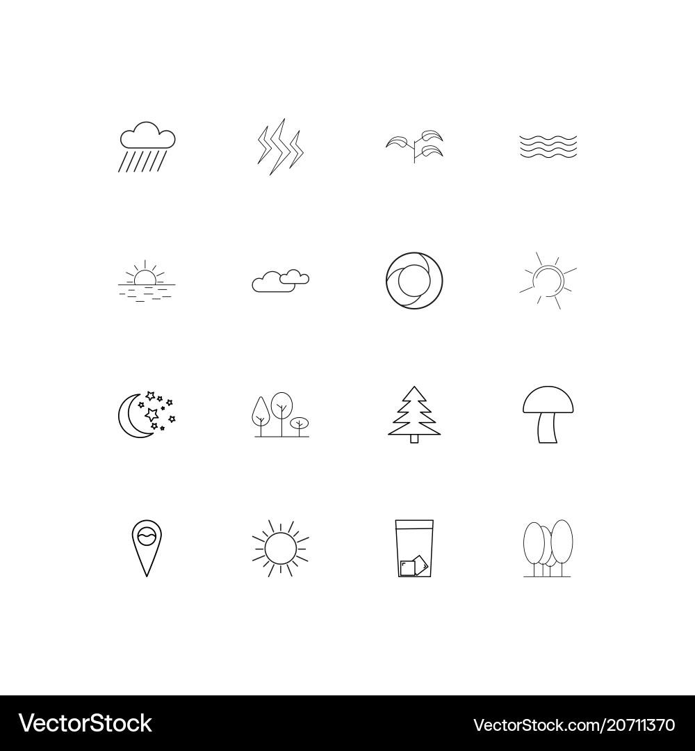 Nature simple linear icons set outlined Vector Image